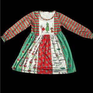 Festive Striped Long Sleeve Dress